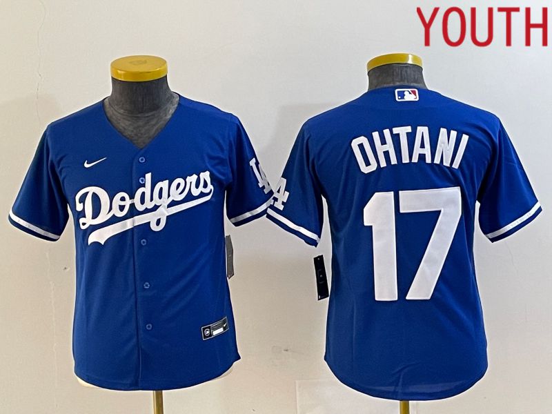 Youth Los Angeles Dodgers #17 Ohtani Blue Nike Game MLB Jersey style 2
